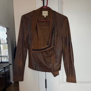 Blank NYC Distressed Brown Leather Jacket